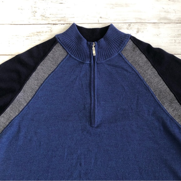 TOMMY BAHAMA 18 Golf Men 1/4 Zip Long Sleeve Pullover Knit Sweater M Merino Wool - Picture 3 of 10